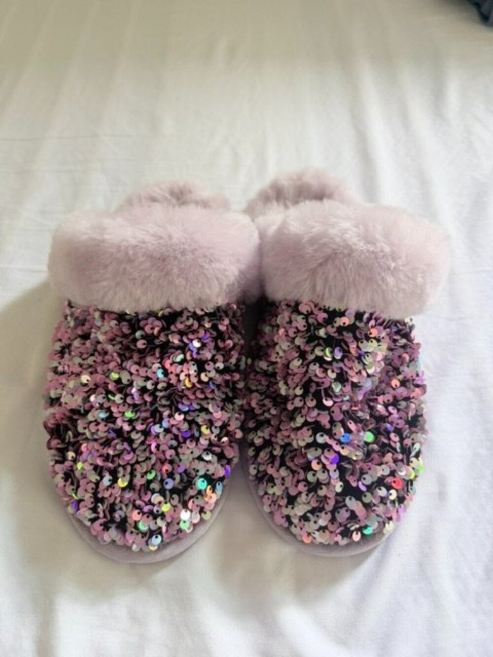 UGG sequin and fur slippers
